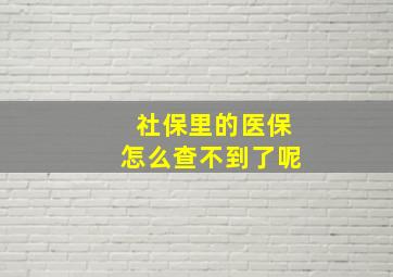 社保里的医保怎么查不到了呢