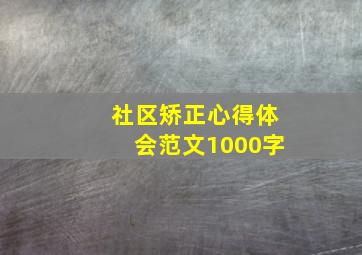 社区矫正心得体会范文1000字