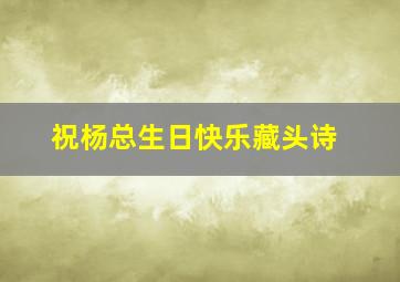 祝杨总生日快乐藏头诗