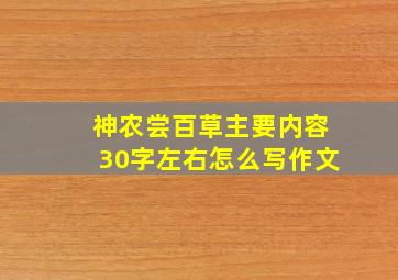 神农尝百草主要内容30字左右怎么写作文