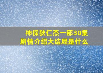 神探狄仁杰一部30集剧情介绍大结局是什么