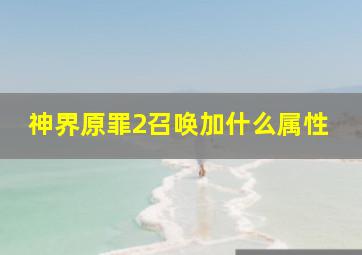 神界原罪2召唤加什么属性