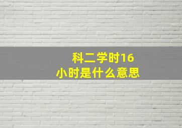 科二学时16小时是什么意思