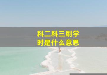 科二科三刷学时是什么意思