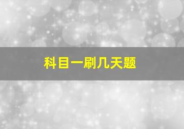 科目一刷几天题