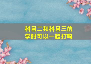 科目二和科目三的学时可以一起打吗