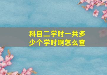 科目二学时一共多少个学时啊怎么查