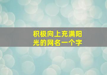 积极向上充满阳光的网名一个字