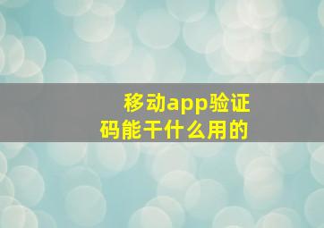 移动app验证码能干什么用的