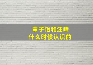 章子怡和汪峰什么时候认识的