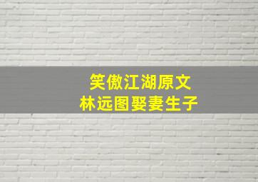 笑傲江湖原文林远图娶妻生子