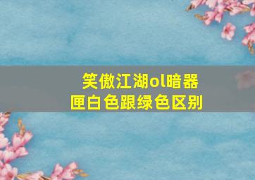 笑傲江湖ol暗器匣白色跟绿色区别