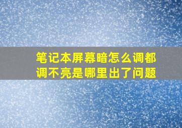 笔记本屏幕暗怎么调都调不亮是哪里出了问题