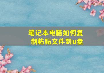 笔记本电脑如何复制粘贴文件到u盘