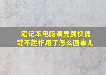 笔记本电脑调亮度快捷键不起作用了怎么回事儿