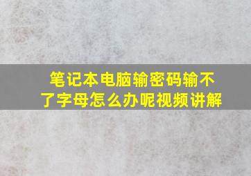 笔记本电脑输密码输不了字母怎么办呢视频讲解