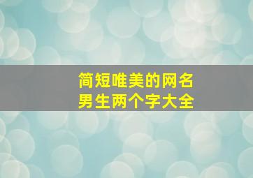 简短唯美的网名男生两个字大全