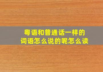 粤语和普通话一样的词语怎么说的呢怎么读