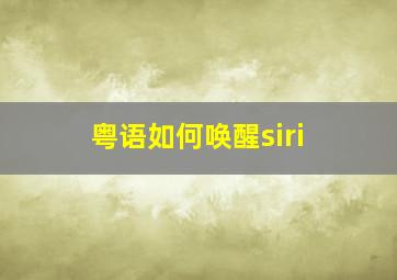 粤语如何唤醒siri