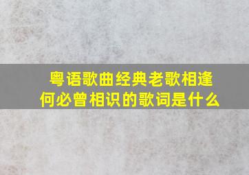 粤语歌曲经典老歌相逢何必曾相识的歌词是什么