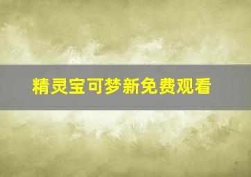 精灵宝可梦新免费观看