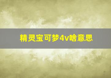 精灵宝可梦4v啥意思