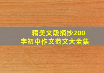 精美文段摘抄200字初中作文范文大全集