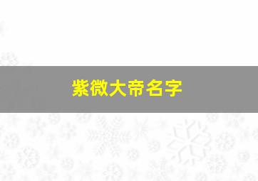 紫微大帝名字