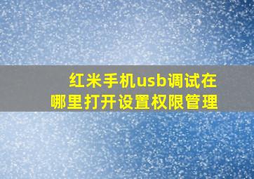 红米手机usb调试在哪里打开设置权限管理