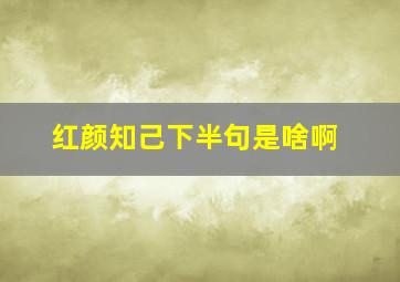 红颜知己下半句是啥啊