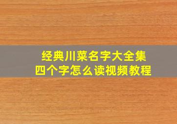 经典川菜名字大全集四个字怎么读视频教程