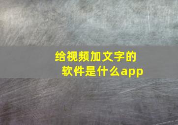 给视频加文字的软件是什么app