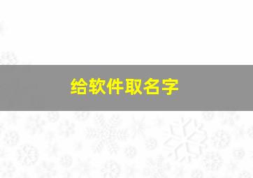 给软件取名字