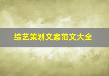 综艺策划文案范文大全