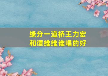 缘分一道桥王力宏和谭维维谁唱的好