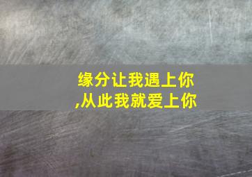 缘分让我遇上你,从此我就爱上你