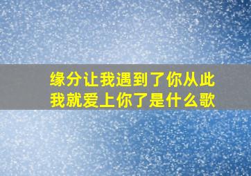 缘分让我遇到了你从此我就爱上你了是什么歌