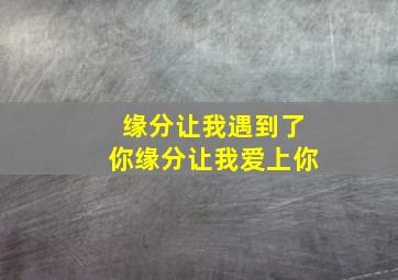 缘分让我遇到了你缘分让我爱上你