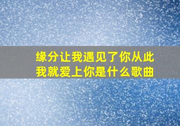 缘分让我遇见了你从此我就爱上你是什么歌曲