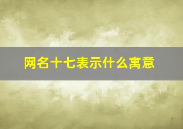 网名十七表示什么寓意