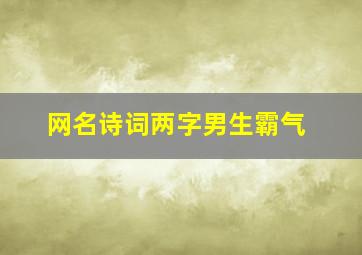 网名诗词两字男生霸气