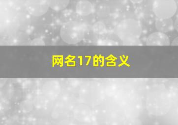 网名17的含义