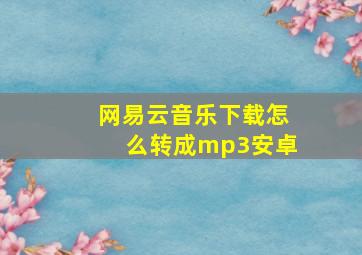 网易云音乐下载怎么转成mp3安卓