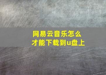 网易云音乐怎么才能下载到u盘上