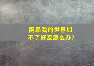 网易我的世界加不了好友怎么办?