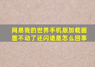 网易我的世界手机版加载画面不动了还闪退是怎么回事