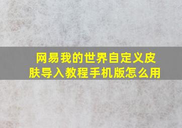 网易我的世界自定义皮肤导入教程手机版怎么用