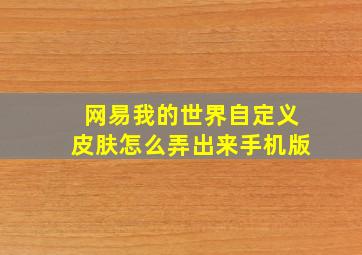 网易我的世界自定义皮肤怎么弄出来手机版