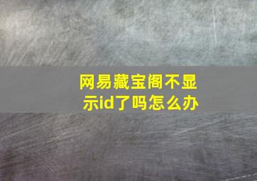 网易藏宝阁不显示id了吗怎么办