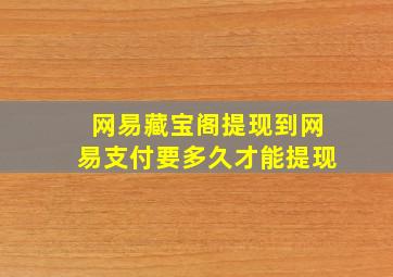 网易藏宝阁提现到网易支付要多久才能提现